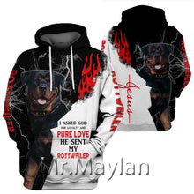 Load image into Gallery viewer, Rottweiler Fire 3D Full Printed Hoodies Men/women Hipster Streetwear Outfit Spring Boys Hiphop Hood Sweatshirts Tops Clothes 5XL
