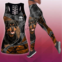 Load image into Gallery viewer, Fashion 3D Print Animal Faithful Rottweiler Dog Women Hollow Tanktop &amp; Legging For Hipster Leisure Female Sexy Vest Clothe S-505
