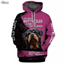 Load image into Gallery viewer, Fashion A Girl and Her Rottweiler 3D Printed hoodie animal Dog designs hoodies Harajuku men clothing Sweatshirt camisetas 2020
