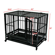 Load image into Gallery viewer, 36&quot;/42&quot; Heavy Duty Dog Cage Crate Kennel Metal Pet Playpen Portable with Tray Safety Mesh Separation Net
