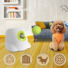 Load image into Gallery viewer, Pet Dog Toys Tennis Launcher Automatic Throwing Machine Pet Ball Throw Device 3/6/9m Section Emission with 3 Balls Dog Training
