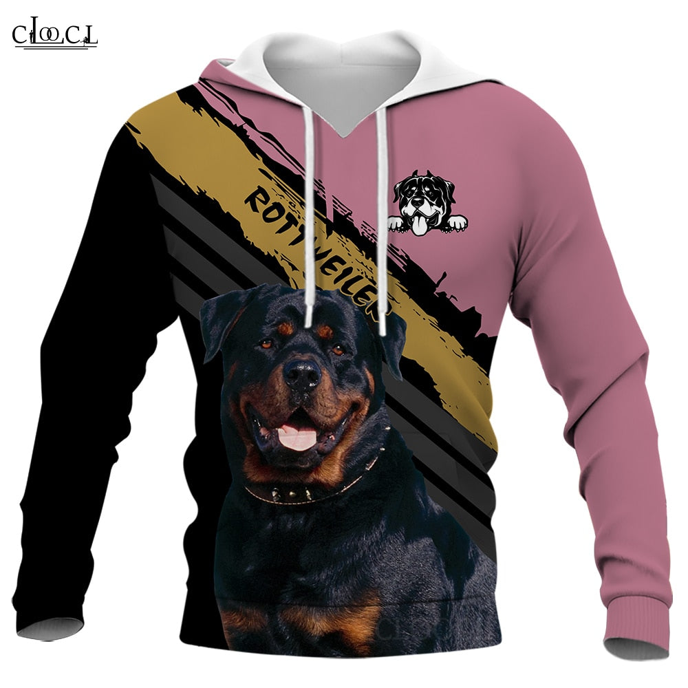 CLOOCL Men Hoodie Rottweiler Dog 3D Printed Animal Hooded Sweatshirt Women Streetwear Pullover Male Jacket Teenage Clothing