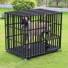 Load image into Gallery viewer, 37” 42” 46” Heavy Duty Dog Cage Metal Pet Dog Crate 3 Doors Locks Design Kennel Playpen with 4 Lockable Wheels Removable Tray
