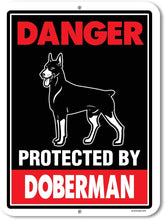 Load image into Gallery viewer, Danger Protected by Rottweiler Beware of Dog Warning Metal Tin Sign
