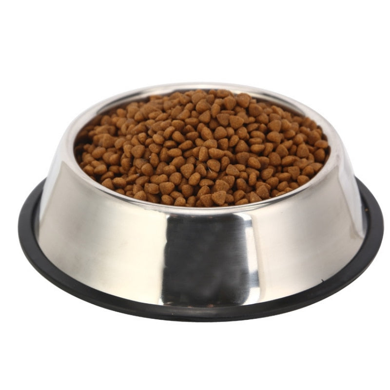 Dog Bowl Plate Stainless Steel Gamelle Chien Comedero Perro Metal Pet Puppy Food Water Drinking Big Bowls for Dogs+Anti Slip Pad