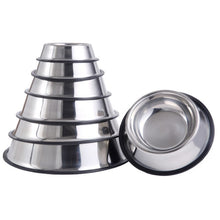 Load image into Gallery viewer, Dog Bowl Plate Stainless Steel Gamelle Chien Comedero Perro Metal Pet Puppy Food Water Drinking Big Bowls for Dogs+Anti Slip Pad
