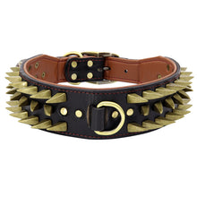 Load image into Gallery viewer, Cool Spikes Studded Dog Collar Durable Leather Dogs Collars Medium Large Dogs Training Collar German Shepherd Rottweiler Bulldog
