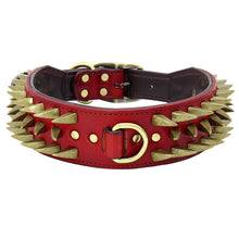 Load image into Gallery viewer, Cool Spikes Studded Dog Collar Durable Leather Dogs Collars Medium Large Dogs Training Collar German Shepherd Rottweiler Bulldog
