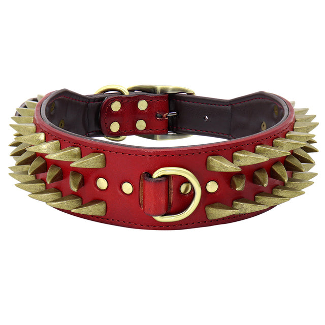 Cool Spikes Studded Dog Collar Durable Leather Dogs Collars Medium Large Dogs Training Collar German Shepherd Rottweiler Bulldog