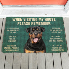 Load image into Gallery viewer, 3D Please Remember Rottweiler Dog&#39;s House Rules Doormat Non Slip Door Floor Mats Decor Porch Doormat
