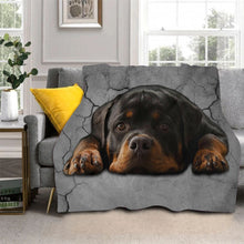 Load image into Gallery viewer, Grey Flannel Fleece Blankets and Throws for Sofa Winter Warm Bedding German Rottweiler Print Thin Quilts for Office Nap Blankets
