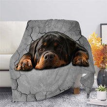 Load image into Gallery viewer, Grey Flannel Fleece Blankets and Throws for Sofa Winter Warm Bedding German Rottweiler Print Thin Quilts for Office Nap Blankets
