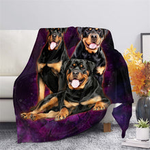 Load image into Gallery viewer, Grey Flannel Fleece Blankets and Throws for Sofa Winter Warm Bedding German Rottweiler Print Thin Quilts for Office Nap Blankets
