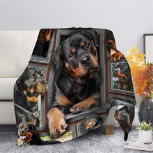 Load image into Gallery viewer, Grey Flannel Fleece Blankets and Throws for Sofa Winter Warm Bedding German Rottweiler Print Thin Quilts for Office Nap Blankets
