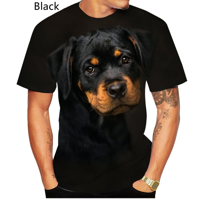 2021 New Design Cute Pet Dog Rottweiler 3D Print T-shirt Funny Stylish Mens and Womens Casual Short Sleeves